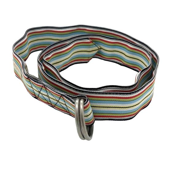 Tehama Belt Women's Size S/M Multicolored Stripe Fabric D-Ring Retro - Picture 3 of 5